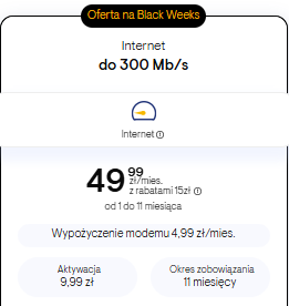 Oferta Black Weeks – internet do 300 Mb/s
